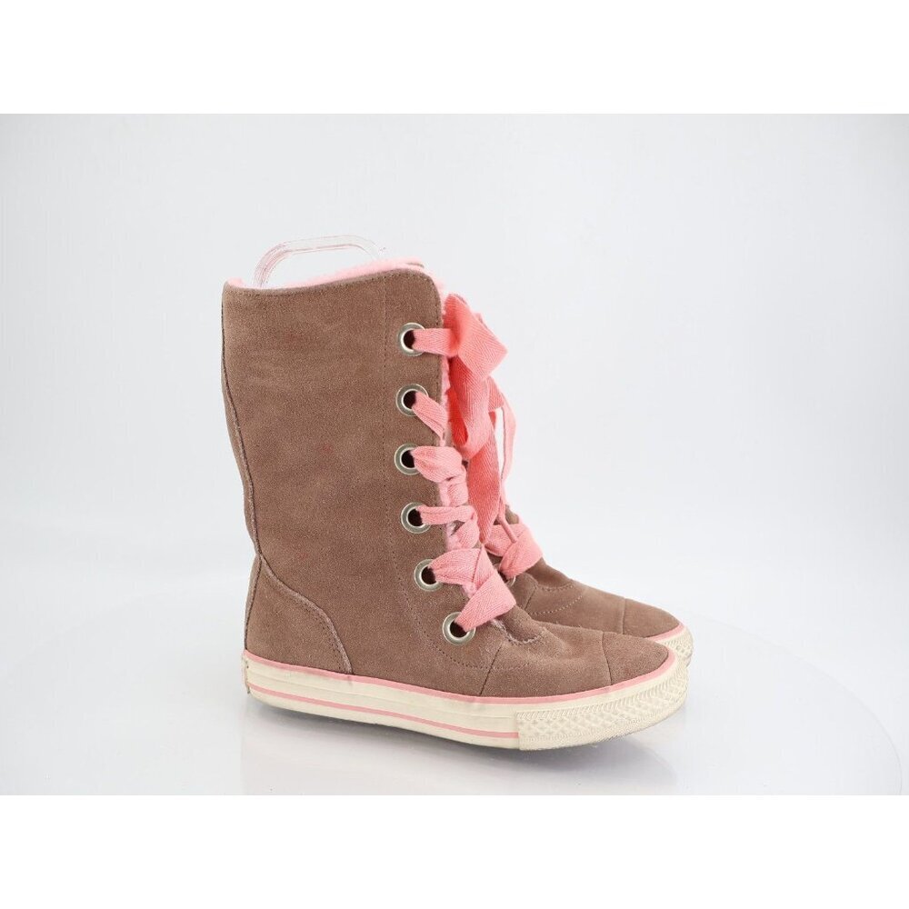 Converse All Star Chuck X-HI Boots US 2 Tan Suede Pink Faux Shearling Lace Up - Picture 2 of 11